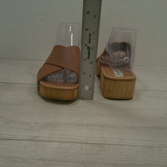 Steve Madden Reto Style Leather Bryna Crisscross Wooden Platform Sandals Size 10 - Picture 11 of 14